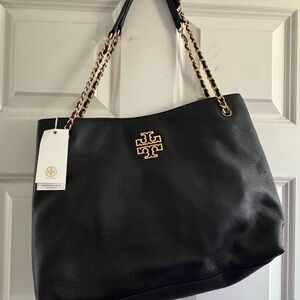 Tory Burch Black Leather Tote Bag
